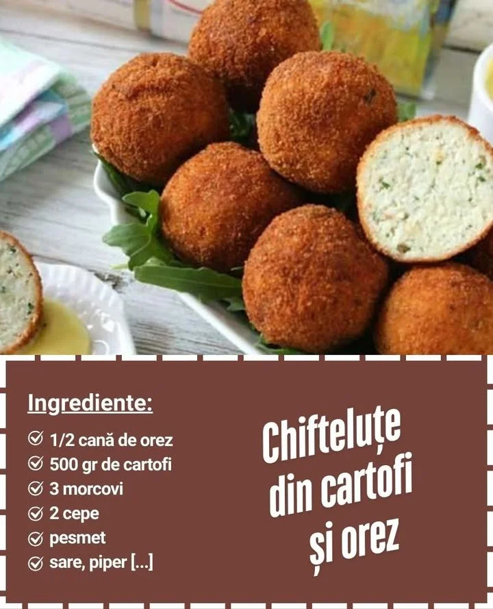Chifteluțe cu orez și cartofi Chifteluțe cu orez și cartofi pe un platou