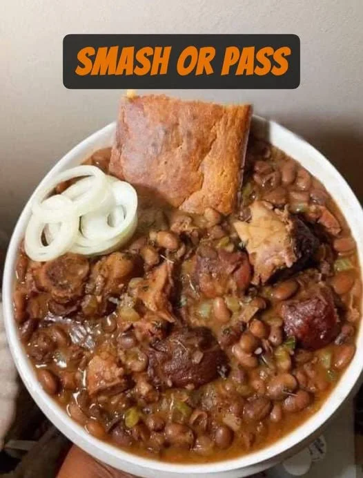 Pinto Beans cooked with Ham Hocks and served with cornbread