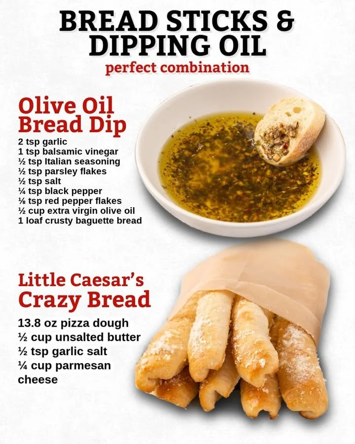 Freshly baked breadsticks served with flavorful dipping oil