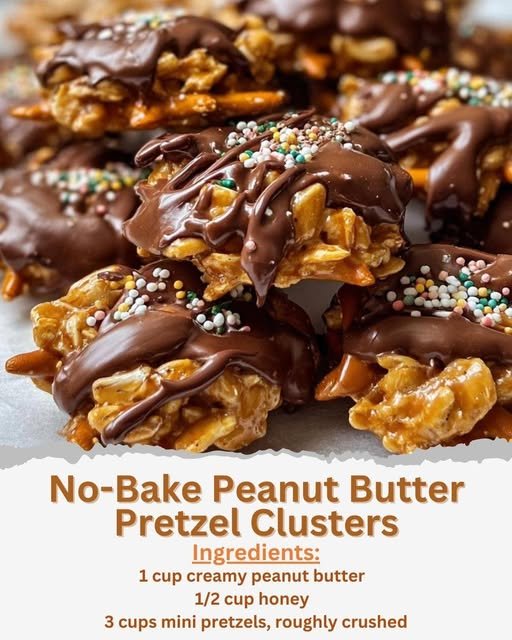 No-Bake Peanut Butter Pretzel Clusters