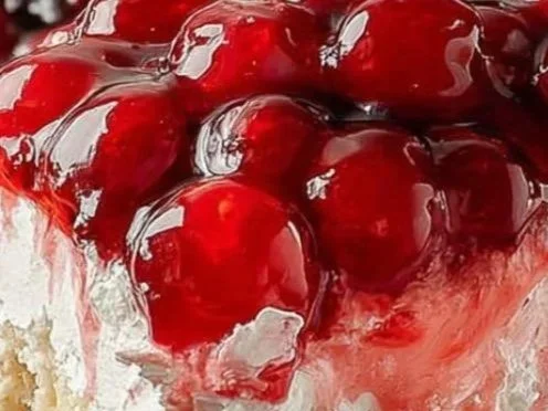 Cherry Angel Food Dessert Delicious Cherry Angel Food dessert topped with fresh cherries