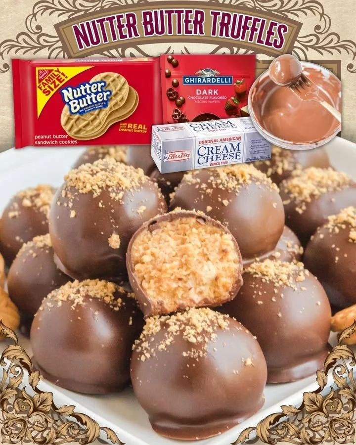 Decadent Nutter Butter Truffles topped with chocolate and crushed nuts