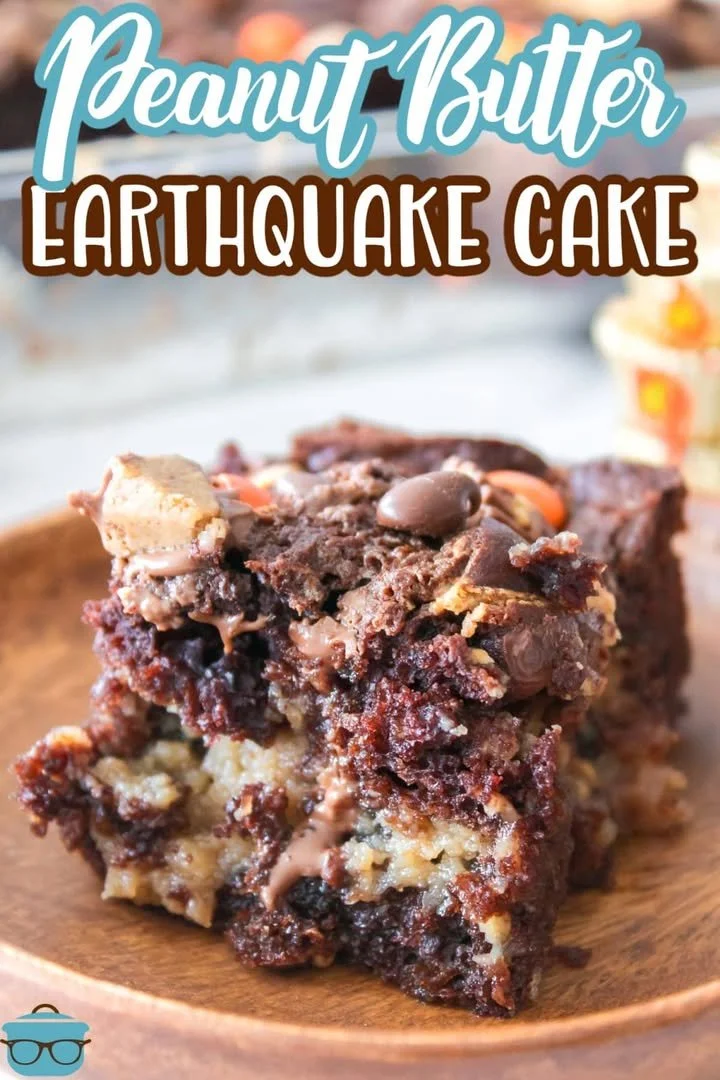 Peanut Butter Earthquake Cake Delicious Peanut Butter Earthquake Cake with chocolate and peanut butter layers