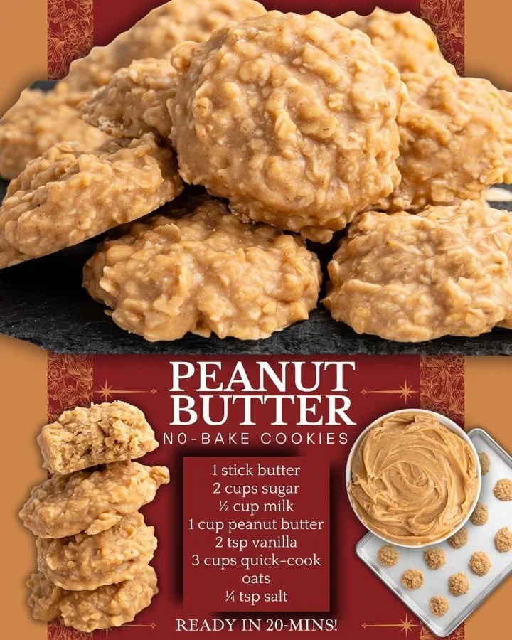 Delicious no-bake peanut butter cookies on a cooling rack
