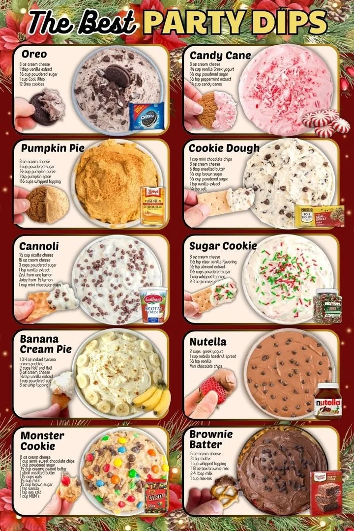 A variety of quick dessert dips served with fruits and snacks.