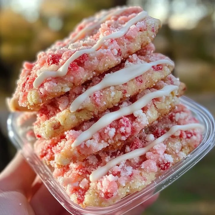 Strawberry Delight Crunch Cookies Delicious Strawberry Delight Crunch Cookies with a crispy texture and fruity flavor.