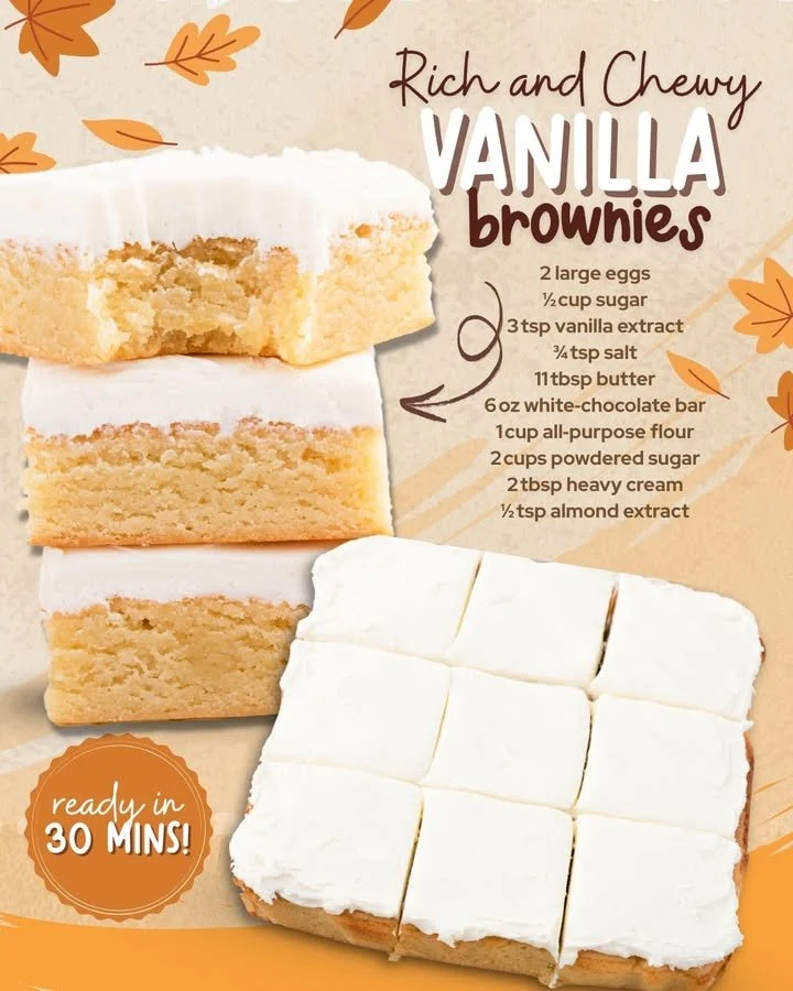 Delicious homemade Vanilla Brownies on a plate
