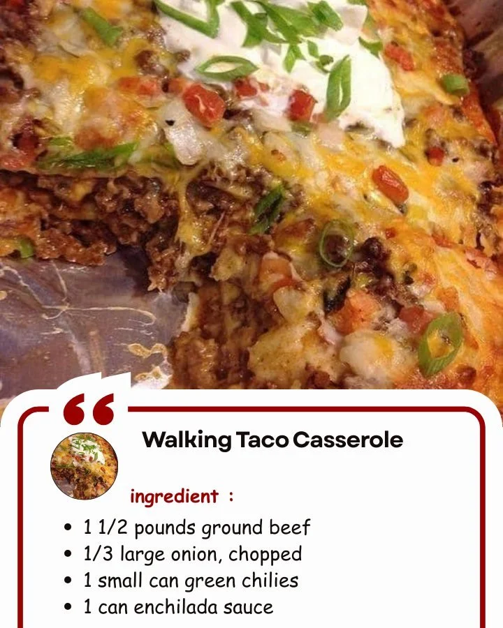 Walking Taco Casserole Delicious Walking Taco Casserole topped with toppings and served in a bowl