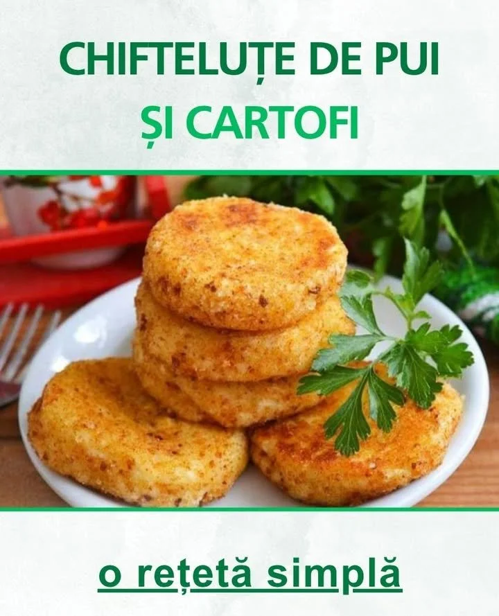 Chifteluțe de pui și cartofi Chifteluțe de pui servite cu cartofi prăjiți, o rețetă delicioasă și simplă.