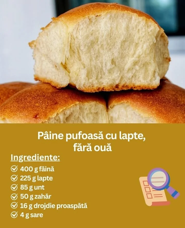 Rețetă de pâine fără ouă, cu lapte, proaspăt coaptă
