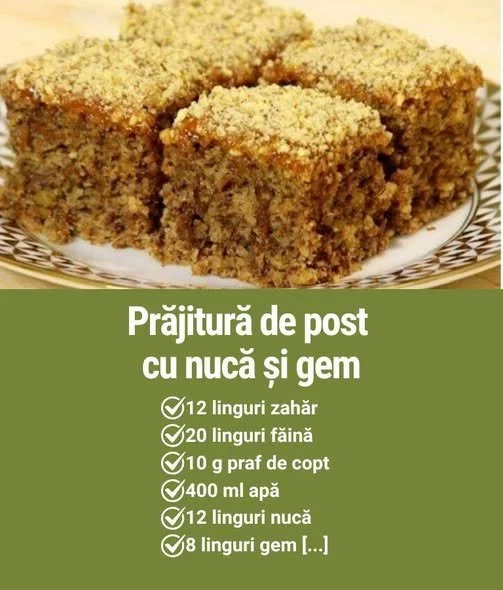 Prăjitură cu nuci și gem, un desert delicios și aromat