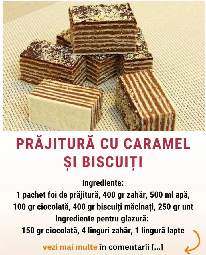 Prăjitură cu caramel și biscuiți, un desert delicios și atractiv