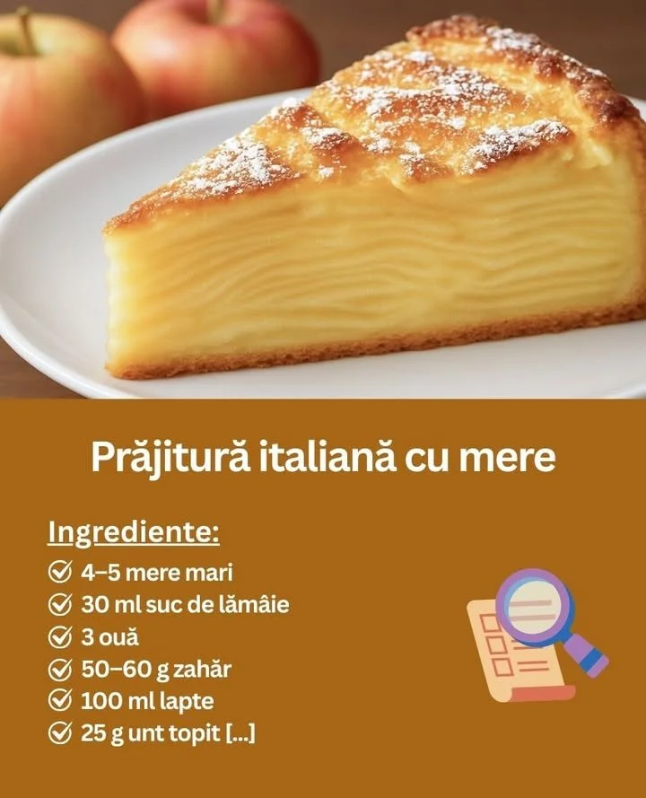 Prajitura cu mere delicată și parfumată, servită pe un platou frumos.