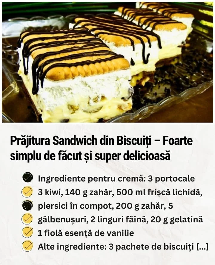 Prajitura Sandwich din Biscuiti