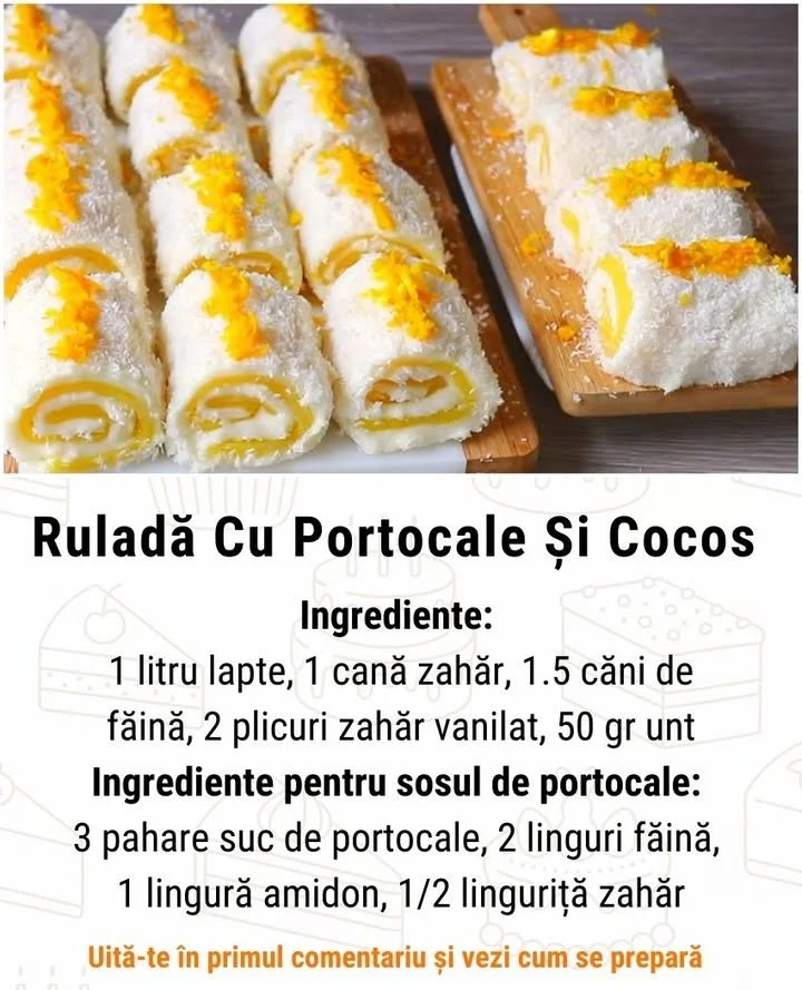 Ruladă cu Portocale și Cocos, un desert delicat și aromat