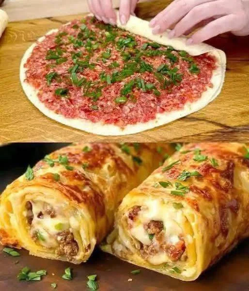 Rulouri din tortilla cu carne și brânză Rulouri din tortilla cu carne și brânză, pregătite delicios.