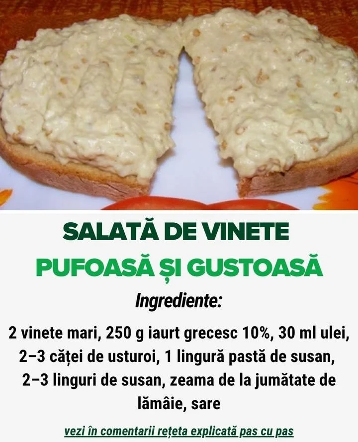 Salată de vinete cu iaurt grecesc și semințe de susan